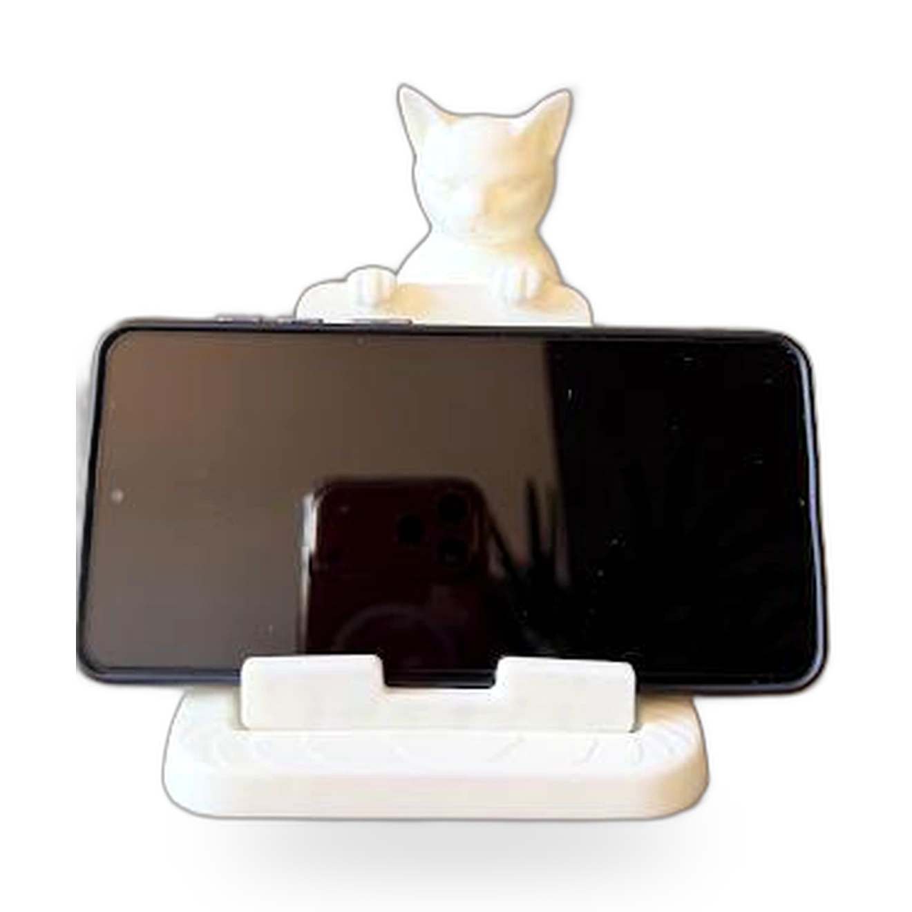 Porta-Celular de Gatinho impresso em 3D — gatinho que apoia seu celular — coleção pets da Mundo Encantado 3D