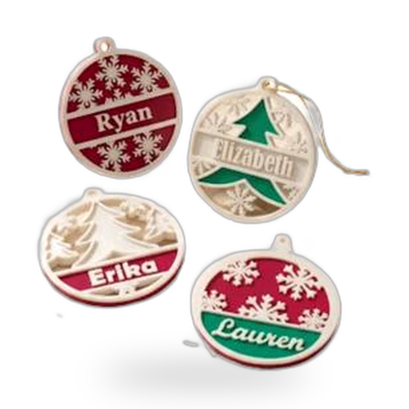 Bolinhas de Natal Personalizadas impresso em 3D — cada nome na árvore — coleção natal da Mundo Encantado 3D — vista frente