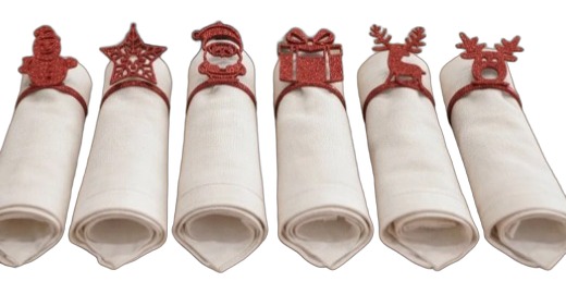 Conjunto de Anéis de Guardanapo de Natal — vista frente