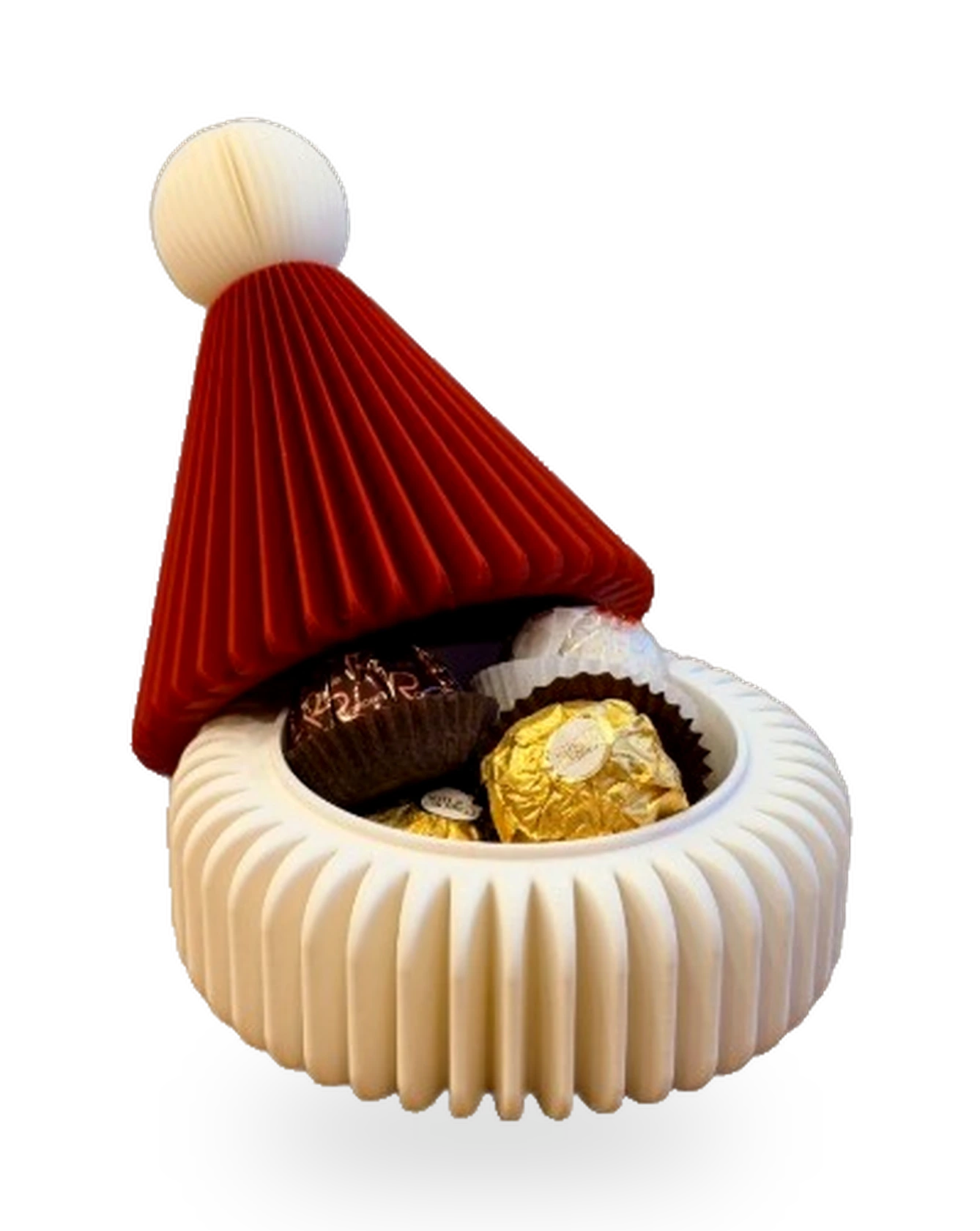Chapéu de Papai Noel impresso em 3D — porta-doces em formato de gorro — coleção natal da Mundo Encantado 3D