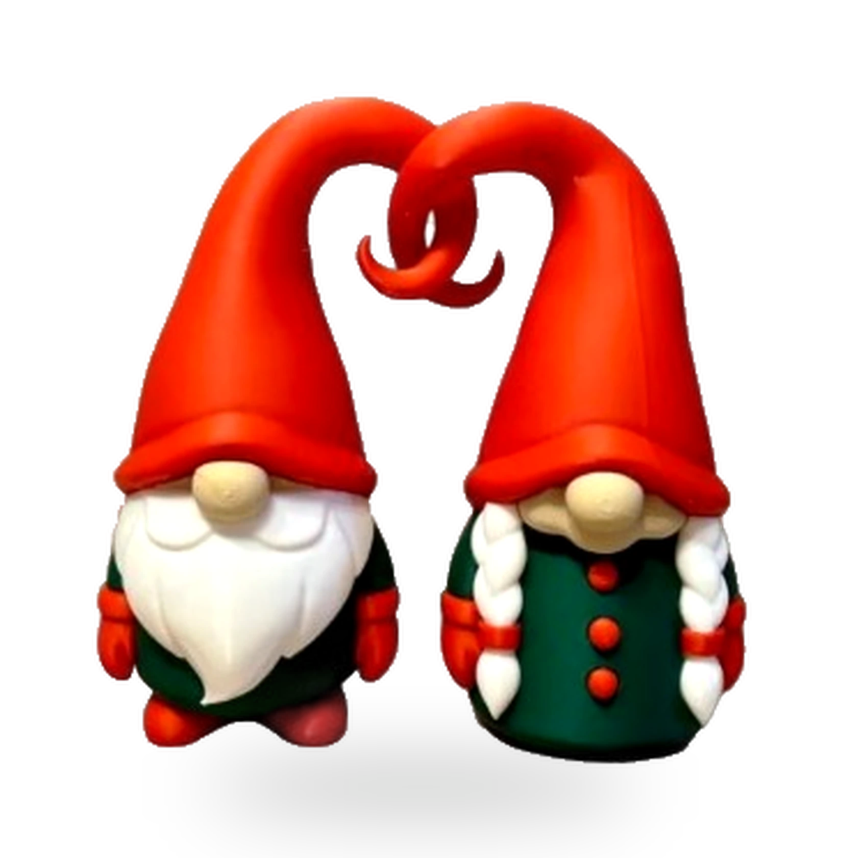 Gnomos Inseparáveis impresso em 3D — casal de gnomos apaixonados — coleção natal da Mundo Encantado 3D