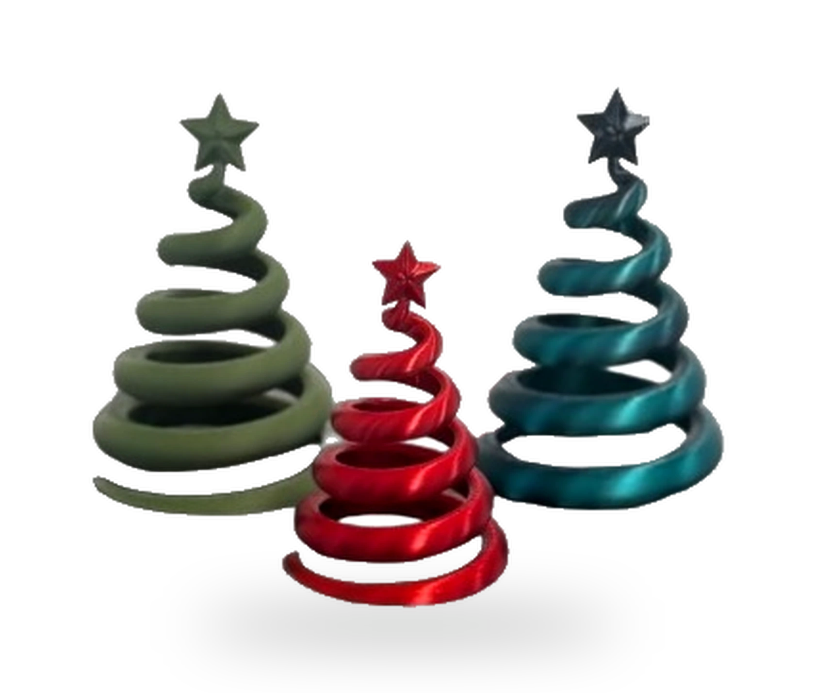 Twistmas Tree impresso em 3D — espiral aberta em metálico — coleção natal da Mundo Encantado 3D
